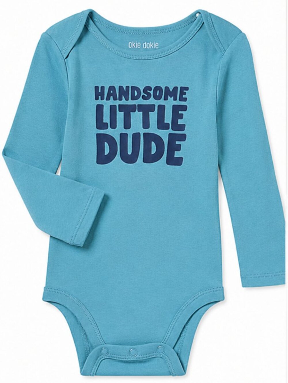 NWT Okie Dokie Teal Long-Sleeve "Handsome Little Dude" One-Piece